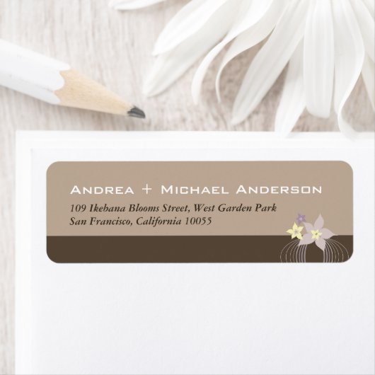 Ikebana Frangipani Paarse tropische bloemen bruilo Etiket (Insitu)