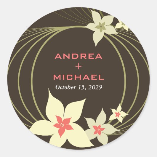 Ikebana Frangipani Pink Tropical Flower Wedding Ronde Sticker (Voorkant)