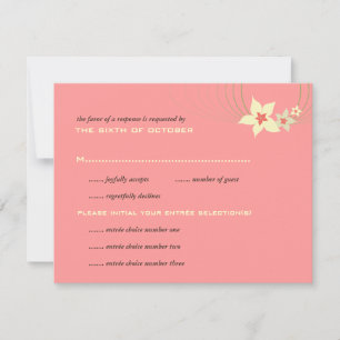Ikebana Frangipani Pink Tropical Flower Wedding RSVP Kaartje