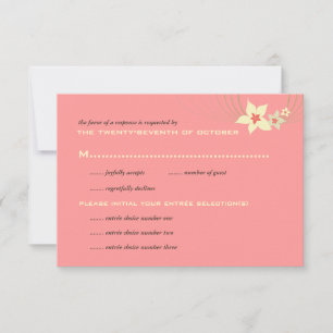 Ikebana Frangipani Pink Tropical Flower Wedding RSVP Kaartje