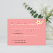 Ikebana Frangipani Pink Tropical Flower Wedding RSVP Kaartje (Staand voorkant)