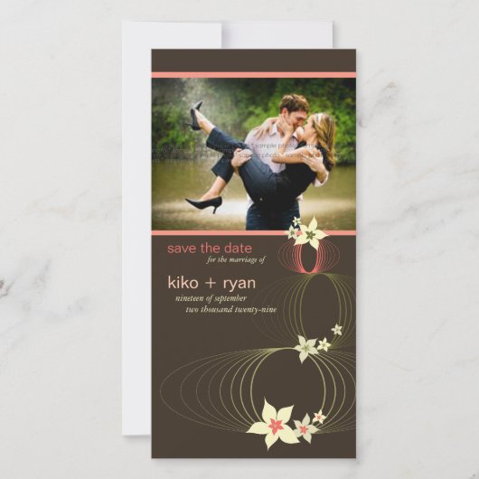 Ikebana Frangipani Pink Tropical Flower Wedding Save The Date (Voorkant)