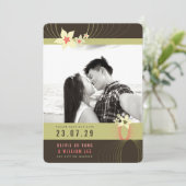 Ikebana Frangipani Roze Tropische Bloemen Bruiloft Kaart (Staand voorkant)