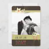 Ikebana Frangipani Roze Tropische Bloemen Bruiloft Kaart (Voorkant)