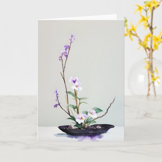 Ikebana in het Paarse Kaart (Gele Bloem)