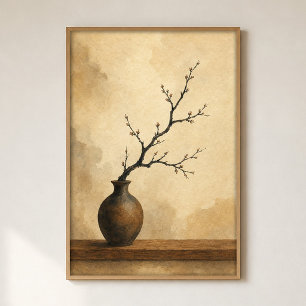 Ikebana Tak Waterverf Cottagecore Kunst Poster