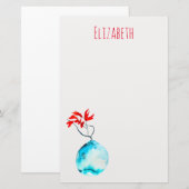 Ikebana waterverf blauw vaas briefpapier (Voorkant / Achterkant)