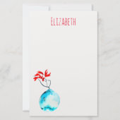 Ikebana waterverf blauw vaas briefpapier (Voorkant)