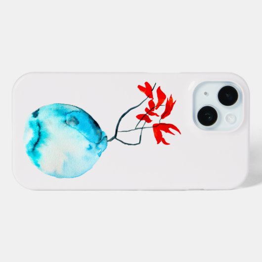 Ikebana waterverf blauw vaas Case-Mate iPhone case (Achterkant (horizontaal))