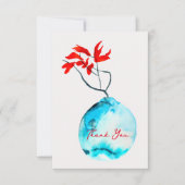 Ikebana waterverf blauw vaas notitiekaartje (Voorkant)