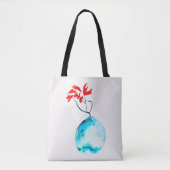 Ikebana waterverf blauw vaas tote bag (Voorkant)