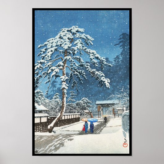 Ikegami Honmonji Temple Kawase Hasui shin hanga Poster (Voorkant)