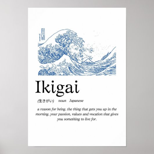 Ikigai Definition Wall Art – Japanese Meaning of L Poster (Voorkant)