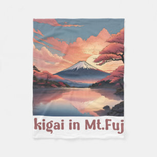 Ikigai in Mount Fuji: Serene Japanese Art Poster Fleece Deken