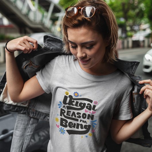 Ikigai Lettering en bloemen T-shirt