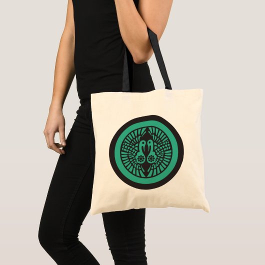 Ikko Ikki Mon Japanese Clan Donkergrijs Groen Tote Bag (Voorkant (product))