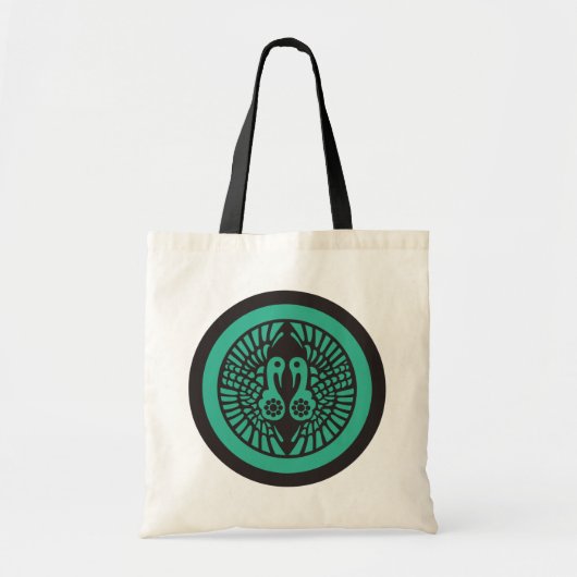 Ikko Ikki Mon Japanese Clan Donkergrijs Groen Tote Bag (Voorkant)