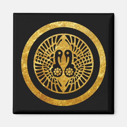 Ikko Ikki Mon Japanse clan faux gold zwart op zwar Magneet (Voorkant)