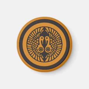 Ikko Ikki Mon Japanse Clan Zwart Oranje Bruin Magneet