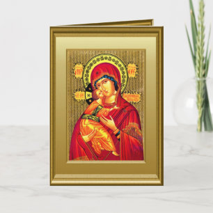 Ikon van de Maagd Maria en het kind Jezus Feestdagen Kaart