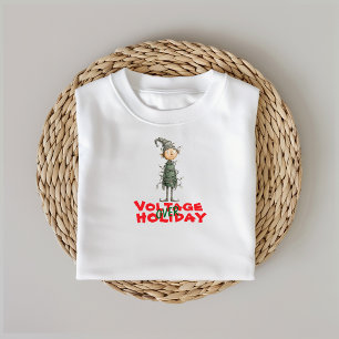 Ikonische vintage cartoon elf in lichten verstrikt t-shirt