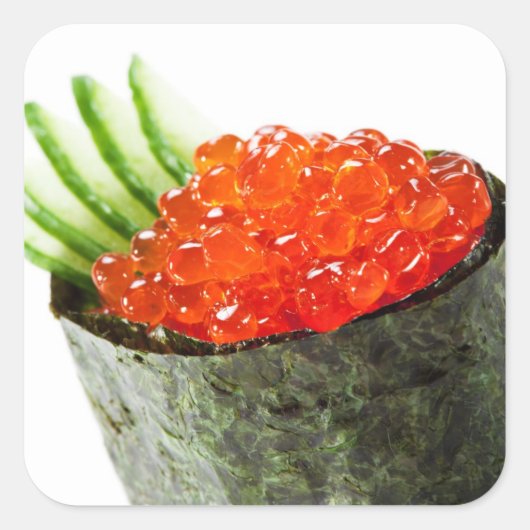 Ikura (Salmon Roe) Gunkan Maki Sushi Vierkante Sticker (Voorkant)