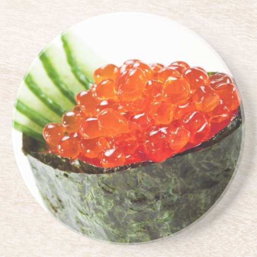 Ikura (Salmon Roe) Gunkan Maki Sushi Zandsteen Onderzetter (Voorkant)
