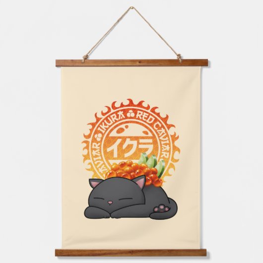 Ikura Salmon Roe Sushi Cat Hangend Wandkleed (Voorkant)