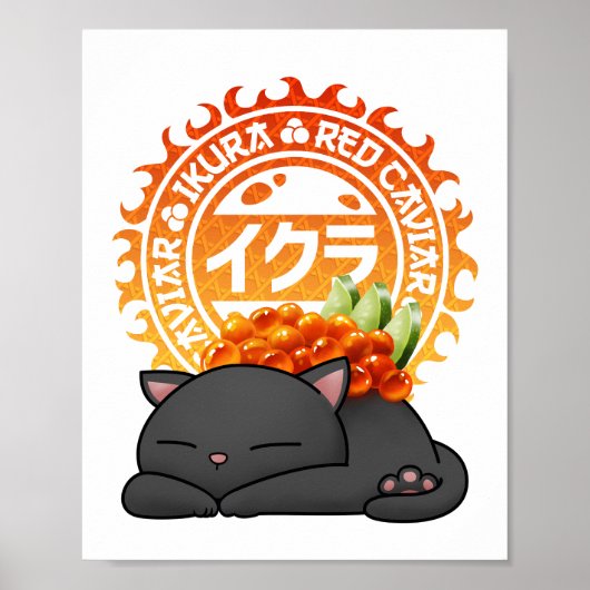 Ikura Salmon Roe Sushi Cat Poster (Voorkant)
