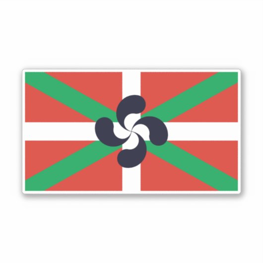 Ikurrina met Lauburu symbool Sticker (Voorkant)