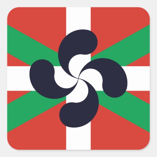Ikurrina met Lauburu symbool Vierkante Sticker (Voorkant)