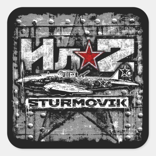 Il-2 Sovjet-vliegtuig Vierkante Sticker (Voorkant)