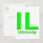 IL Illinois vlakgroen Briefkaart (Voorkant / Achterkant)