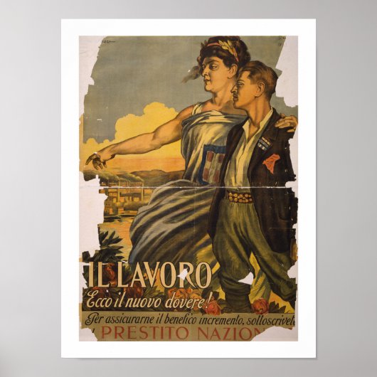 "Il Lavoro"-Work, the New Duty (white) Poster (Voorkant)