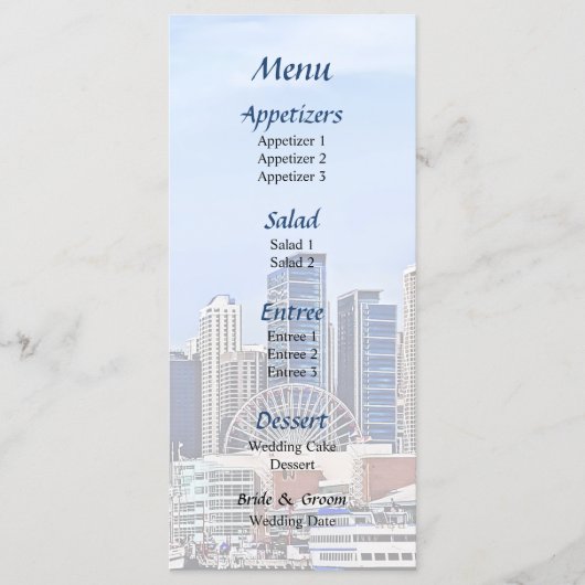 IL - Menu van het huwelijk van de nabij van de zee (Voorkant)