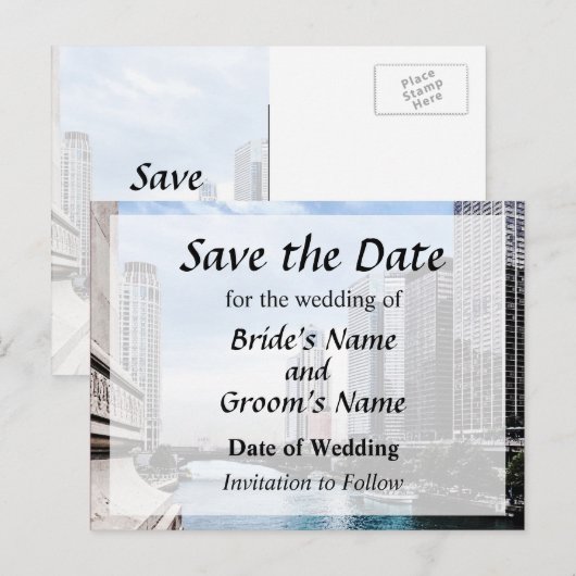 IL - Uitzicht van de Brug van Michigan Avenue spar Aankondigingskaart (Voorkant / Achterkant)