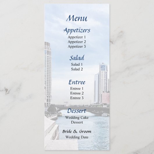 IL - Uitzicht vanaf Michigan Avenue Bridge Chicago Menu (Voorkant)