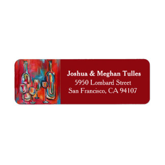 Il Vino Rode Wijn Flessen en glazen Etiket