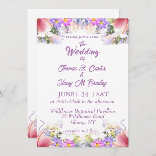 Ilac Wildflower Romantische Huwelijksuitnodigingen Save The Date (Voorkant / Achterkant)