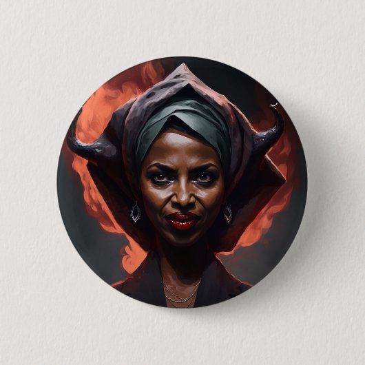 Ilan Omar Shows HAAR Duizelpaarden Ronde Button 5,7 Cm (Voorkant)