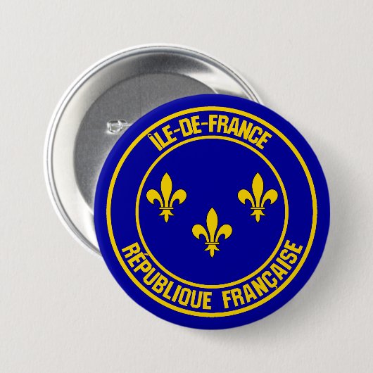 Île-de-France Round Emblem Ronde Button 7,6 Cm (Voorkant /achterkant)