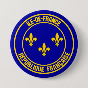 Île-de-France Round Emblem Ronde Button 7,6 Cm