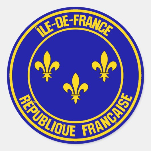 Île-de-France Round Emblem Ronde Sticker (Voorkant)