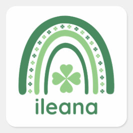 ileana Name Clover Boho Rainbow Vierkante Sticker