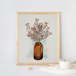 Ilex Berries in een Vase-Poster Poster