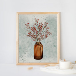 Ilex Berries in een Vase-Poster Poster