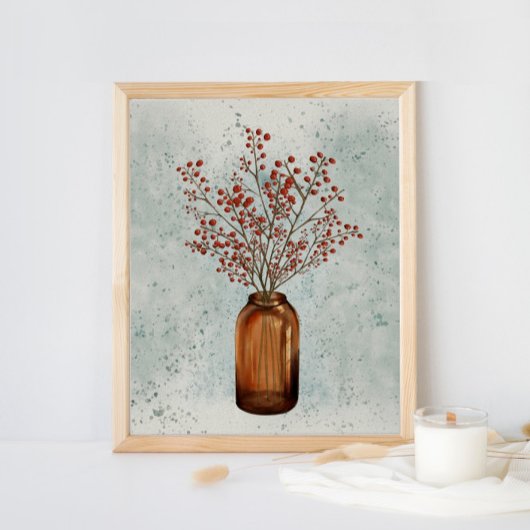Ilex Berries in een Vase-Poster Poster