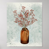 Ilex Berries in een Vase-Poster Poster (Voorkant)