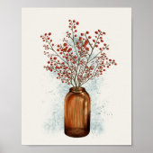 Ilex Berries in een Vase-Poster Poster (Voorkant)