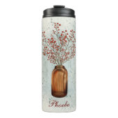 Ilex-bessen in een dampthermische getumbler thermosbeker (Voorkant)